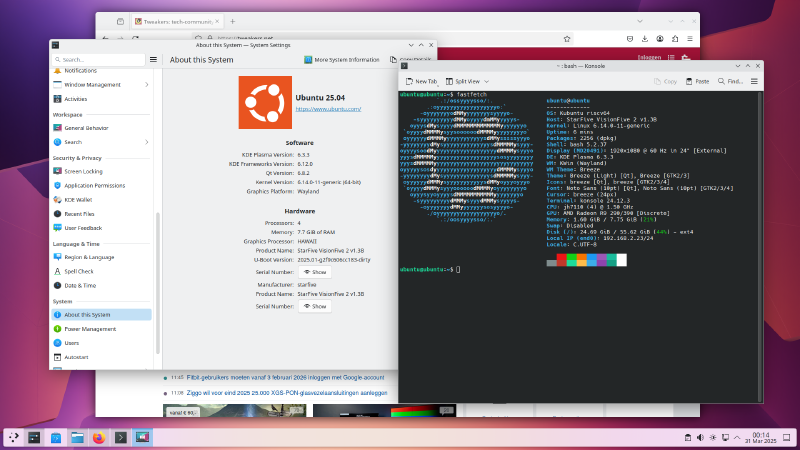screenshot of Ubuntu 25.04 (beta) on RISC-V
